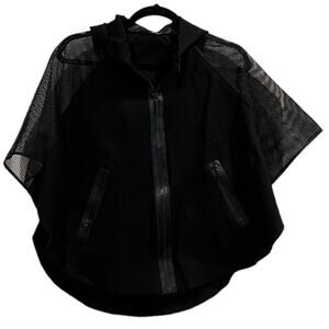 Ellie Tahari Bergdorf Goodman jacket poncho mesh sleeve trim Size XS Black